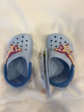 CROCS Kids Light Blue Star Clogs with Multicolor Star Charms